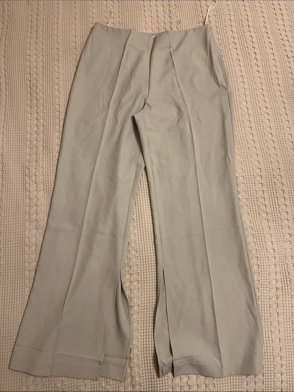 High-Rise Wide-Leg Women's Trousers - Light Gray